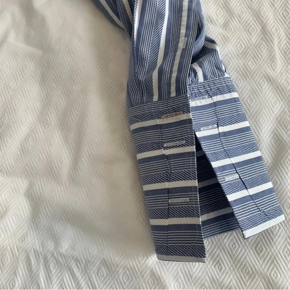 Jermyn Street Thomas Pink London Men's Dress Shirt Blue Striped French Cuff 16.5 - Picture 8 of 12